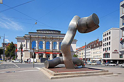剧院,奥格斯堡,雕塑,广场,巴伐利亚,德国,欧洲