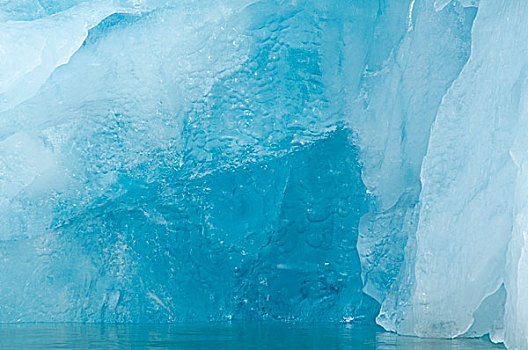 挪威,斯瓦尔巴群岛,斯匹次卑尔根岛,特写,漂浮,蓝色,结冰,冰山