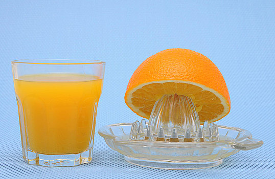橙子,榨汁器,玻璃杯,一半,鲜榨,橙汁