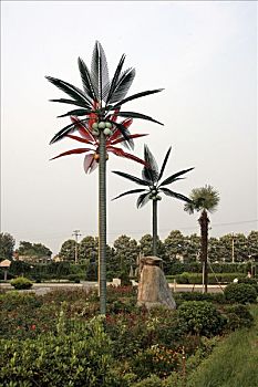 塑料制品,棕榈树,公园,武陟,中国