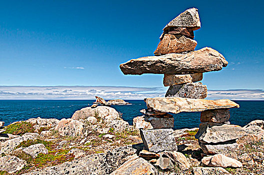 因纽石刻,海岸,纽芬兰,拉布拉多犬,加拿大