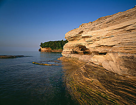 岩石,峭壁,密歇根,海岸线,苏必利尔湖,蚊子,海滩,石头,国家,湖岸,大幅,尺寸