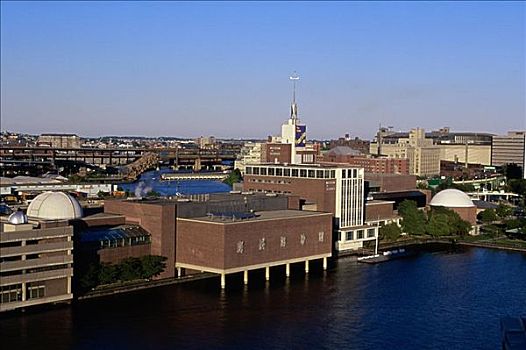 俯拍,建筑,水岸,博物馆,科学,波士顿,马萨诸塞,美国