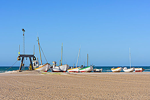 渔船,海滩,太阳,北方,日德兰半岛,丹麦