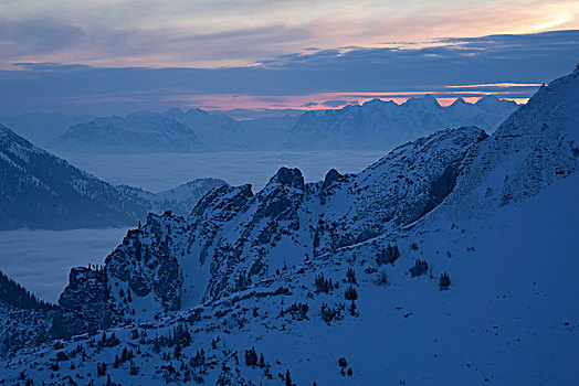 风景,冬天,巴伐利亚阿尔卑斯山,巴伐利亚,德国