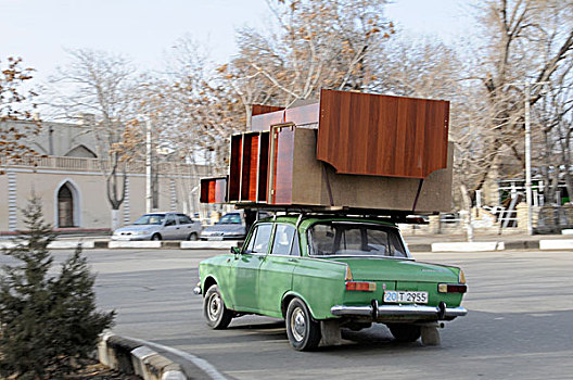 乌兹别克斯坦,布哈拉,绿色,俄罗斯,汽车,家具,屋顶