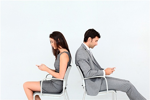 商务人士,坐,椅子,手机