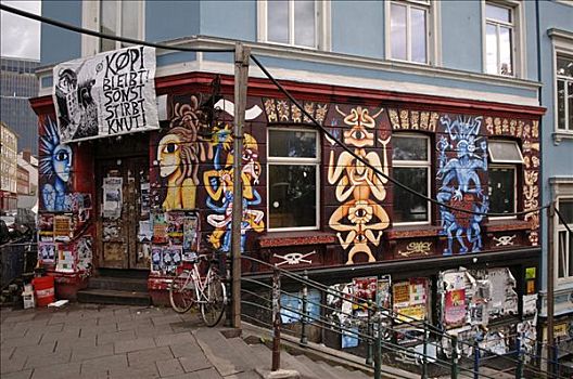 涂鸦,房子,地区,汉堡市,德国,欧洲