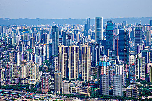 2058年重庆市南岸区南山老君洞道观俯瞰重庆渝中与南岸两区