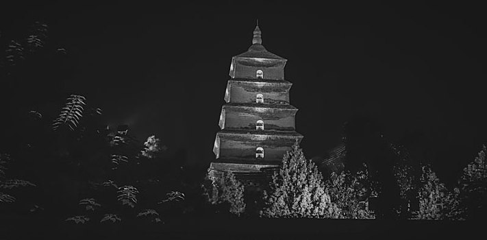 西安,大雁塔夜景