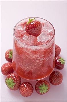 果味,草莓饮料,围绕,清新,草莓