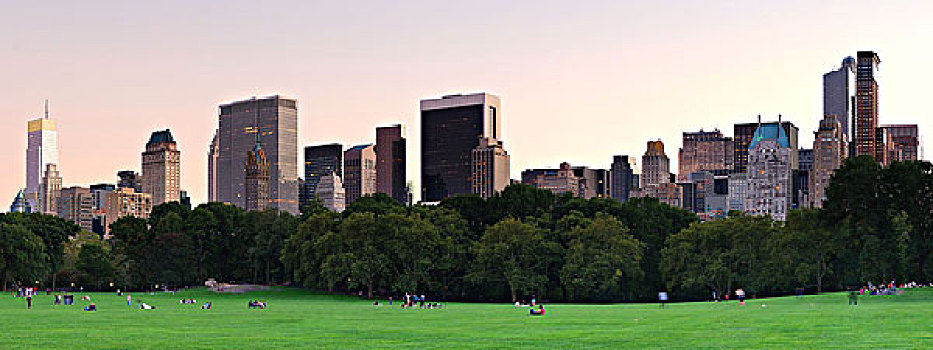 纽约,中央公园,黄昏,全景