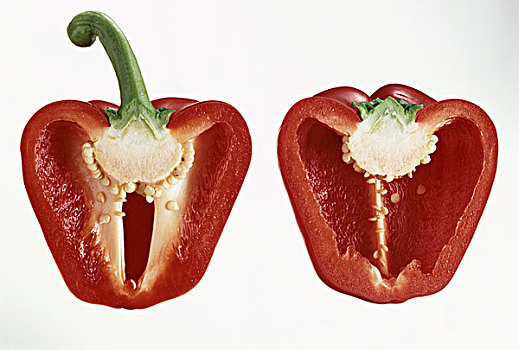 两个,红椒,一半,茎