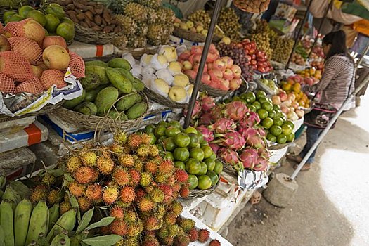 水果摊,市场,收获,柬埔寨