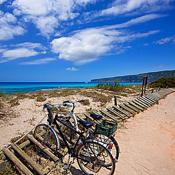 海滩,自行车,福门特拉岛,巴利阿里群岛