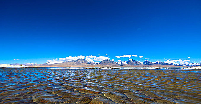 雪山下的湖泊