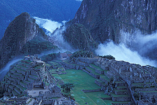 南美,秘鲁,马丘比丘,安迪斯山脉,古迹,雾气