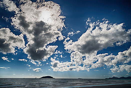 澳大利亚,海滩,云,空中,阳光