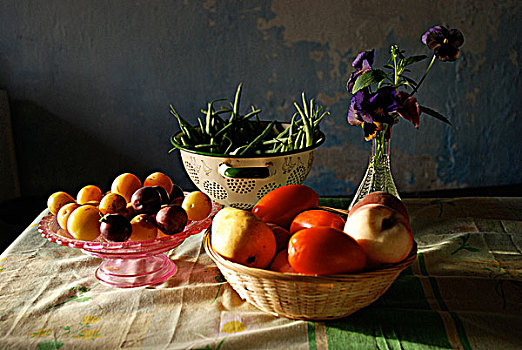 静物,蔬菜,水果,花