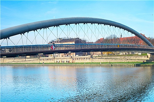 现代,步行桥,克拉科夫,波兰