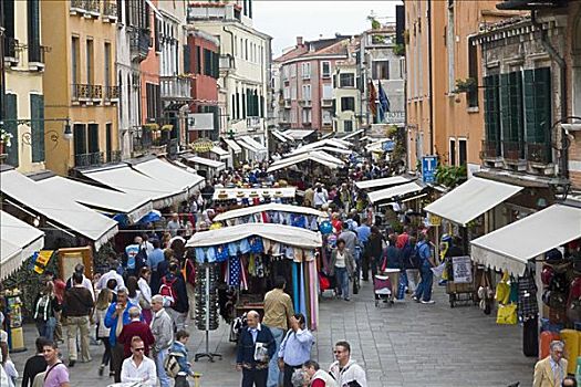 游客,街边市场,威尼斯,意大利