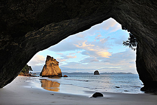 石头,洞穴,海滩,大教堂,小湾,北岛,新西兰
