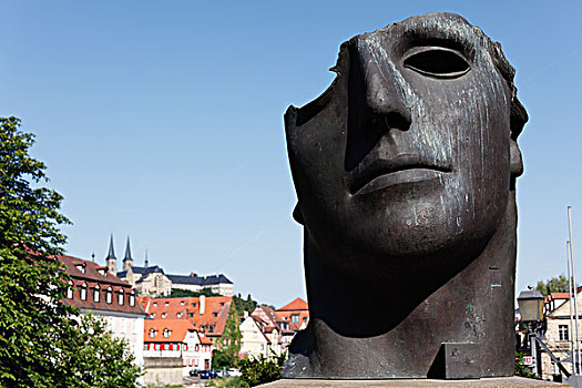雕塑,2000年,班贝格,上弗兰科尼亚,弗兰克尼亚,巴伐利亚,德国,欧洲