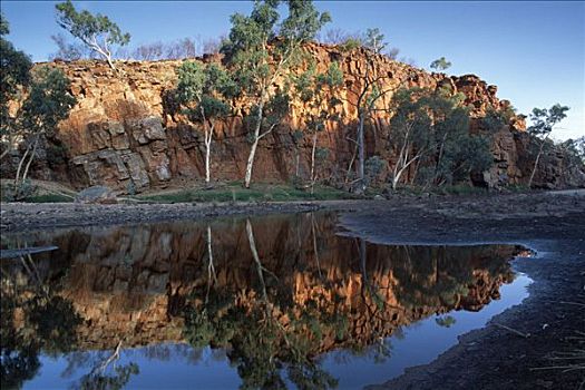 灵异,红岩,反射,西部,山脉,北领地州,澳大利亚