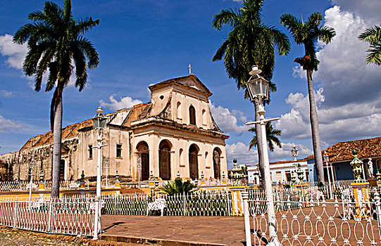 广场,市中心,正面,大教堂,特立尼达,古巴