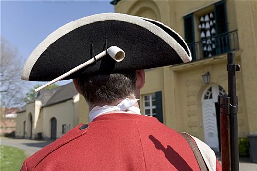 男人,穿,制服,普鲁士,军人,历史,表演,18世纪,克莱菲德,北莱茵威斯特伐利亚,德国