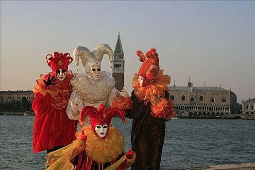 肖像,狂欢,威尼斯,人,戴着,面具,威尼托,意大利
