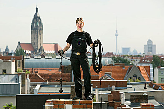烟囱,扫除,工作,屋顶,建筑,夏洛滕堡宫,柏林,德国,欧洲