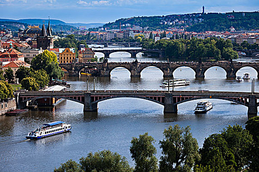 桥,上方,伏尔塔瓦河,分开,老城,小,区域,布拉格,捷克共和国