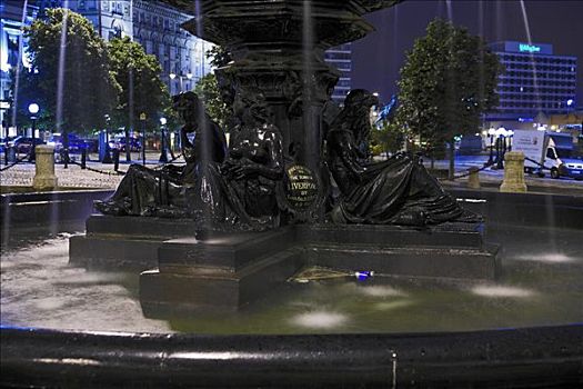 喷泉,正面,中心,利物浦,英格兰
