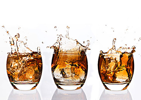 序列,安放,威士忌,大玻璃杯,白色背景,背景