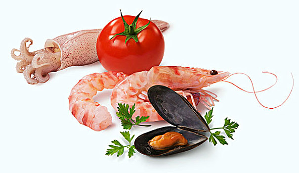 安放,海鲜,西红柿