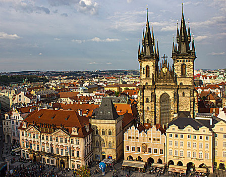 提恩教堂,老城广场,老城,布拉格,捷克共和国,欧洲