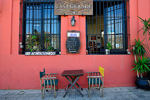 桌子,椅子,正面,餐馆,红色,建筑,萨克拉门托,乌拉圭,南美