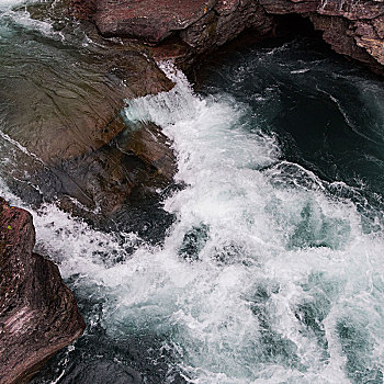 俯拍,水,流动,石头,瀑布,冰川国家公园,冰河,蒙大拿,美国