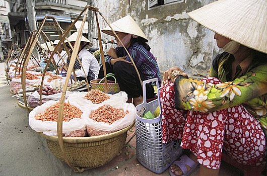 女人,销售,干燥,海鲜,越南