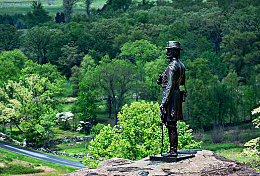 雕塑,将军,小,圆,上面,盖茨堡国家军事公园