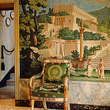 椅子,站立,墙壁,古典,场景