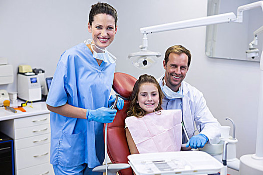 头像,微笑,牙医,孩子,病人,牙科诊所
