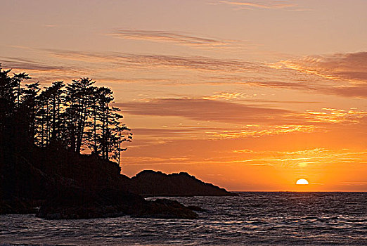 日落,靠近,温哥华岛,不列颠哥伦比亚省,加拿大