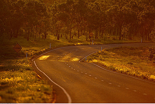 空,道路,黄昏,北领地州,澳大利亚