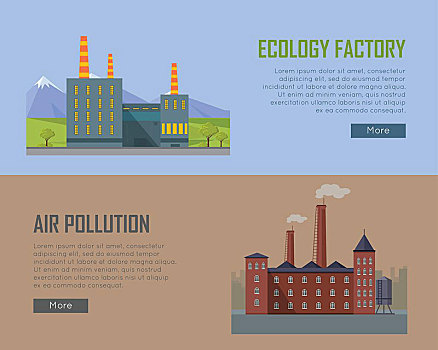 环境,工厂,空气污染,旗帜,清洁,美景,地点,工业,污染,城市,烟雾,环境问题,破坏,自然,矢量,插画
