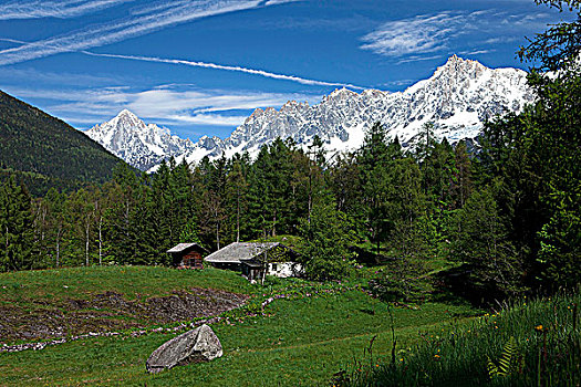 法国,阿尔卑斯山,上萨瓦,勃朗峰,山丘