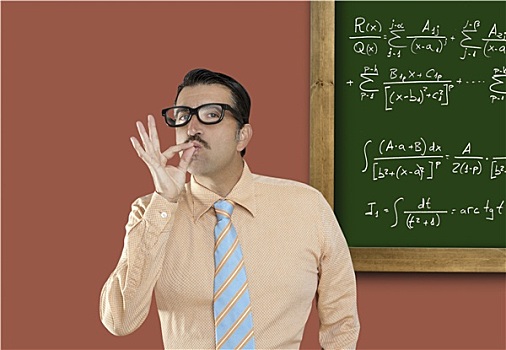 天赋,呆痴,眼镜,可笑,男人,黑板,数学,程式