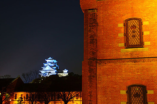 夜晚,姬路城堡,姬路,城市,博物馆,艺术,兵库,日本