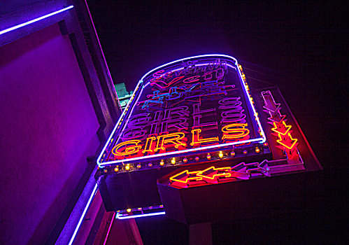脱衣舞俱乐部,女孩,霓虹标识,洛杉矶,加利福尼亚,美国